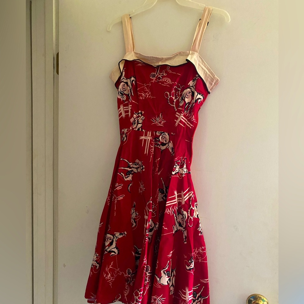 Pinup Girl Couture Netti Dress Red Cowboy Dress